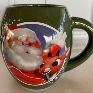 Green Rudolph and Santa Holiday Mug.